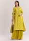 Mustard Leheriya Kurta Palazzo Suit With Cutdana And Sequins Work