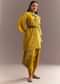 Mustard Tissue Embroidered Kurta Dhoti With Pre Draped Dupatta And Belt