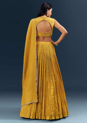 Mustard Yellow Banarasi Silk Bridesmaid Lehenga With Intricate Hand Embroidery