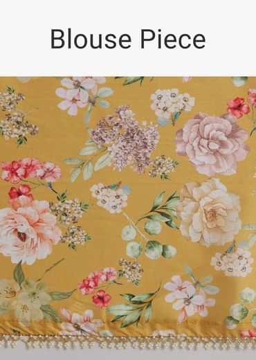 Mustard Yellow Crushed Tissue Saree With Moti Cutdana Embellished Border