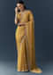 Mustard Yellow Jacquard Printed Tissue Saree with Unstitched Blouse