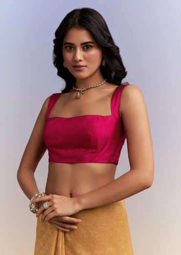 Mustard Yellow Jacquard Tissue Saree With Heavy Hand Embroidery