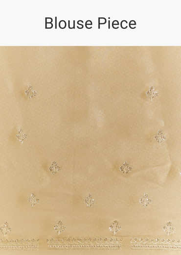 Mustard Yellow Jacquard Tissue Saree With Zigzag Zardosi Work