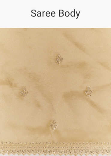 Mustard Yellow Jacquard Tissue Saree With Zigzag Zardosi Work