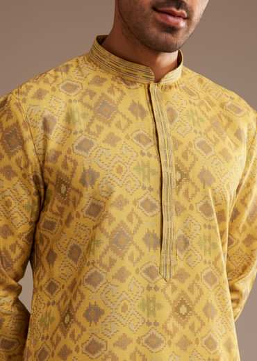 Mustard Yellow Kurta Set with Geometric Print