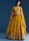 Mustard Yellow Lehenga Set With Zardosi Sequins Choli And Printed Dupatta