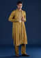 Mustard Yellow Silk Blend Embroidered Mens Kurta Set with Dupatta