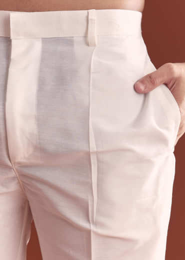 Mustard Yellow Silk Kurta Set For Men With Floral Resham Work