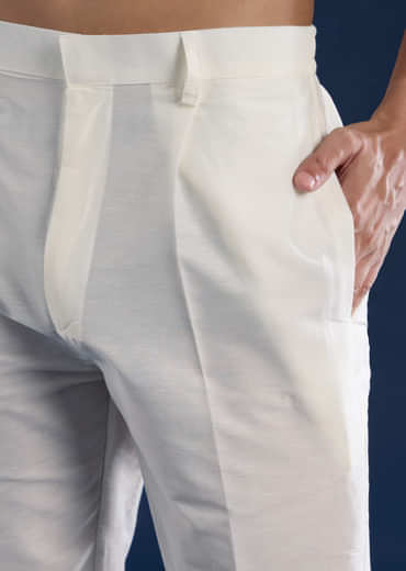 Mustard Yellow Silk Mirror Work Mens Kurta and Pant Set