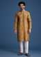 Mustard Yellow Silk Printed Kurta Set