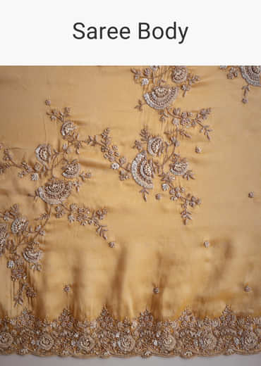 Mustard Yellow Silk Saree With Heavily Embroidered Pallu And Border