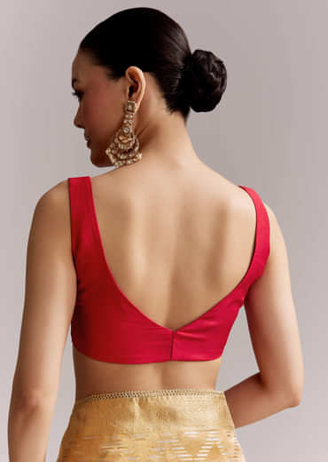 Mustard Yellow Tissue Woven Saree With Gold Tone And Zari Border