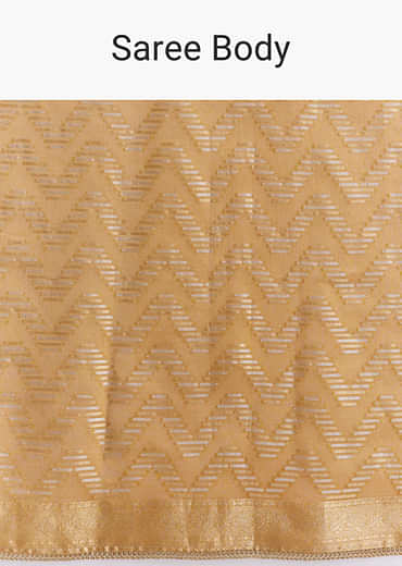 Mustard Yellow Tissue Woven Saree With Gold Tone And Zari Border