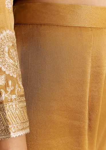 Mustard Yellow Zardosi Embroidered Anarkali Dupatta Set