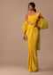 Mustard Yellow Crepe Saree With Ruffle Layered Blouse And Embroidered Belt