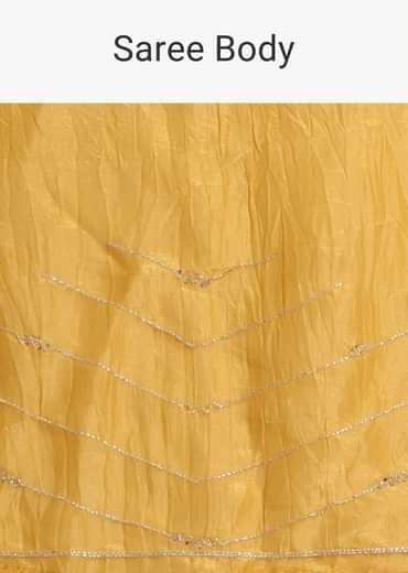Mustard Yellow Embroidered Crepe Saree With Unstitched Blouse