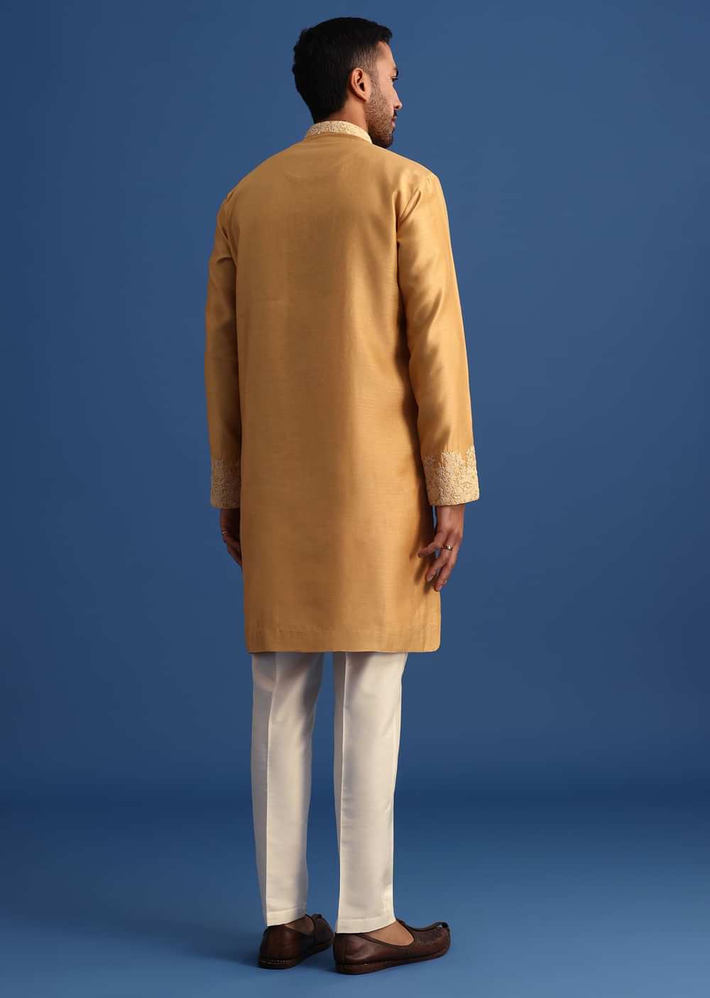 Mustard Yellow Embroidered Kurta Set With Resham Work