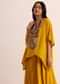 Mustard Yellow Georgette Skirt And Cape In Resham Work