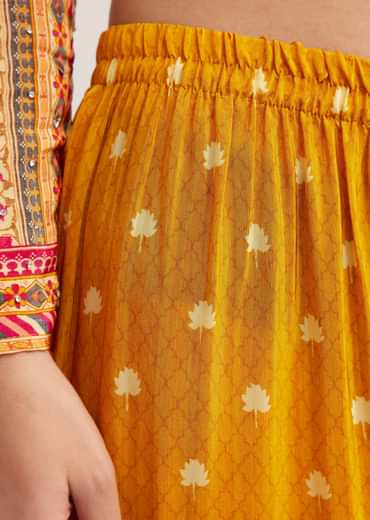 Mustard Yellow Printed Palazzo Set