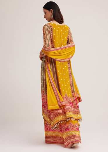Mustard Yellow Printed Palazzo Set