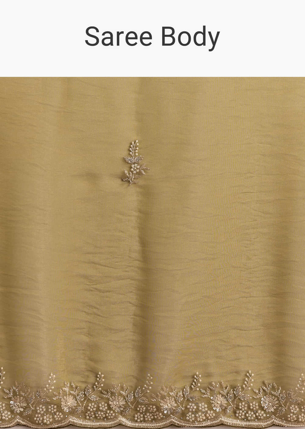 Mustard Yellow Tissue Saree With Floral Butti Embroidery