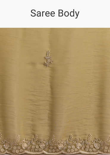 Mustard Yellow Tissue Saree With Floral Butti Embroidery