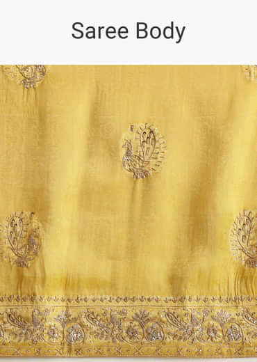 Musturd Yellow Silk Saree With Pallu And Border Embroidery
