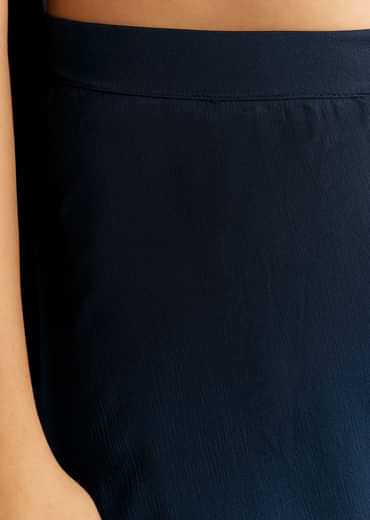 Navy Blue Chinon Cape Style Kurta With Zardosi Neckline