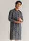 Navy Blue Modal Chanderi Sequin Embroidered  Kurta Set