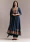 Navy Blue Printed Anarkali Set