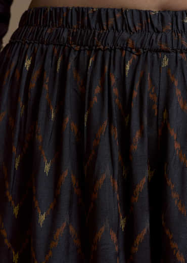 Navy Blue Printed Cotton Kurta and Palazzo Set