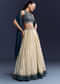 Navy Blue Satin Bridesmaid Lehenga With Hand Dyed Chevron Print Choli