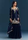 Navy Blue Set With Sequins And Cut Dana Embellished Kurta