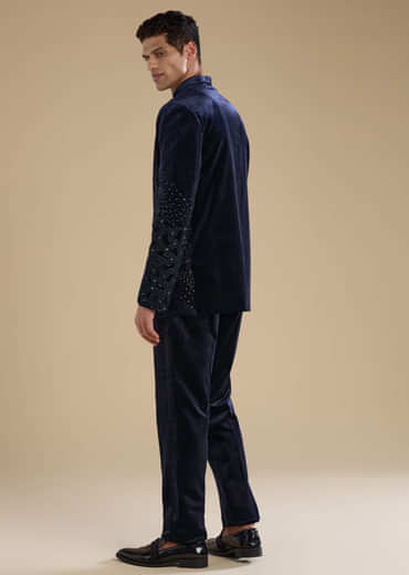 Navy Blue Velvet Jodhpuris with Sequins