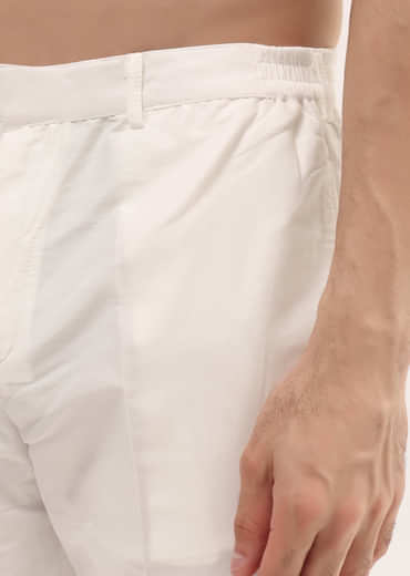 Navy Blue Embroidered Silk Kurta Set For Men