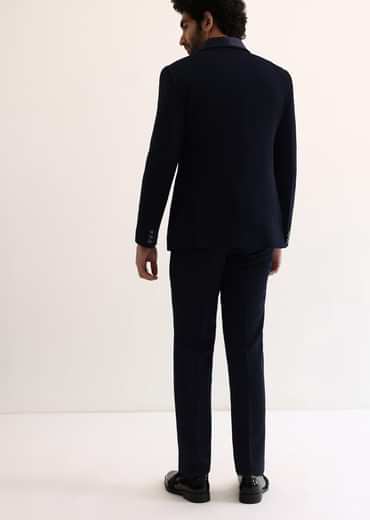 Navy Blue Intricate Embroidered Tuxedo