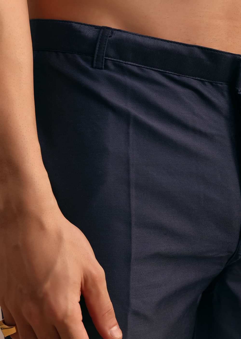 Navy Blue Kurta Jacket Set With Thread And Mirror Work