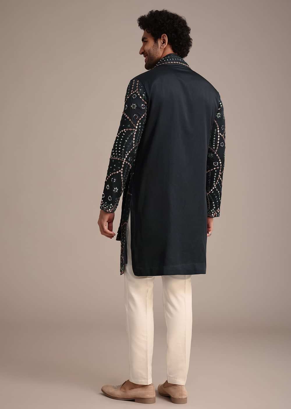 Navy Blue Mirror Work Kurta Dupatta Set