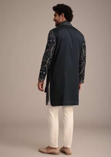 Navy Blue Mirror Work Kurta Dupatta Set