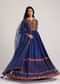 Navy Blue Silk Bandhani Anarkali With Organza Dupatta