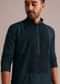 Navy Blue Silk Blend Resham Work Kurta Set
