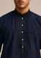 Navy Blue Silk Embroidered Kurta Set