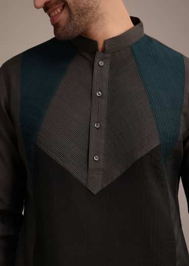Grey Thread Hand Embroidered Kurta Set