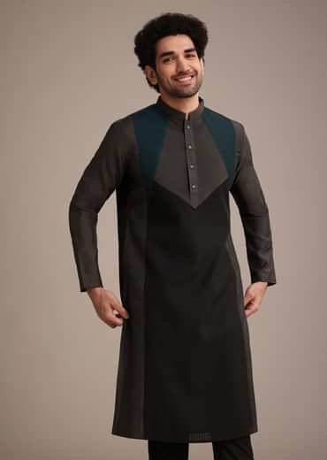 Grey Thread Hand Embroidered Kurta Set