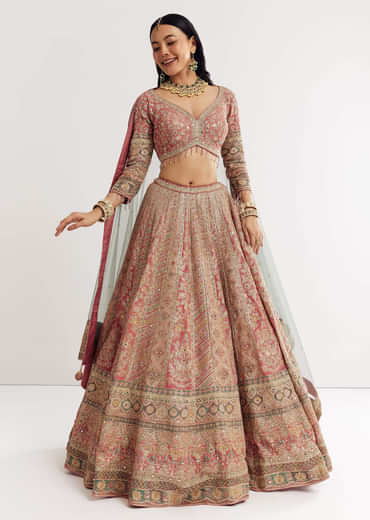 Net Dupatta Georgette Printed Lehenga With Stone Embroidery