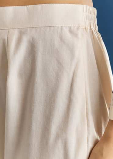 Off White Block Print Anarkali With Zardosi Yoke And Block Print Dupatta