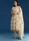 Off White Block Print Anarkali And Dupatta Set With Gotta Lace Detailing