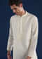 Off White Chanderi Kashmiri Work Mens Kurta and Pant Set