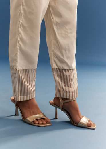 Off White Chanderi Layered Kurta Set With Banarasi Tissue Dupatta