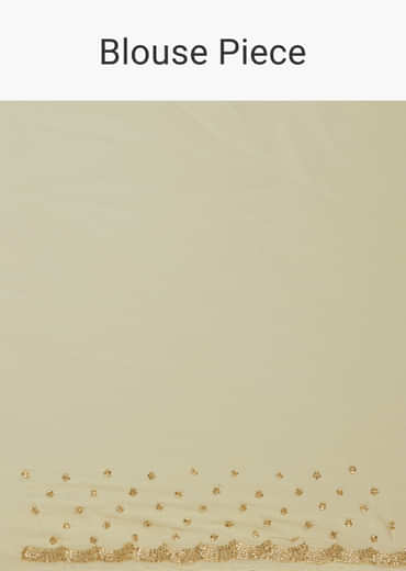 Off White Chinon Saree with Cutdana and Stone Work